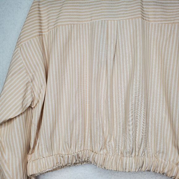 Sans Souci Striped Beige Cropped Blouse Top Size XL - Picture 13 of 15